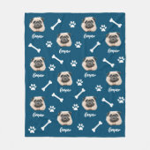 Franse Bulldog, Ocean Blue gepersonaliseerde huisd Fleece Deken (Voorkant)