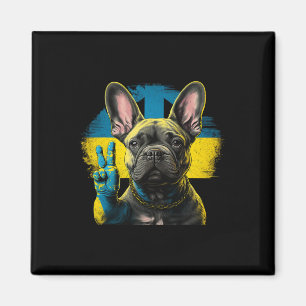 Franse Bulldog Oekraine Vrede En Liefde Vlag Help Magneet