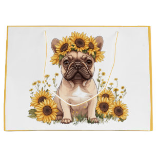 Franse Bulldog omringd door zonnebloemen Groot Cadeauzakje