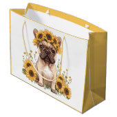 Franse Bulldog omringd door zonnebloemen Groot Cadeauzakje (Achterkant Gekanteld)