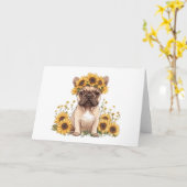 Franse Bulldog omringd door zonnebloemen Kaart (Gele Bloem)