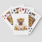 Franse Bulldog omringd door zonnebloemen Pokerkaarten (Achterkant)