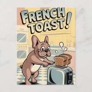 Franse Bulldog Ontbijt Cartoon Kunst Briefkaart