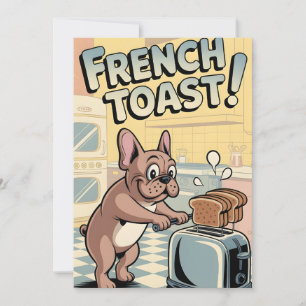 Franse Bulldog Ontbijt Cartoon Kunst Feestdagenkaart