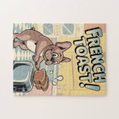 Franse Bulldog Ontbijt Cartoon Kunst Legpuzzel (Horizontaal)