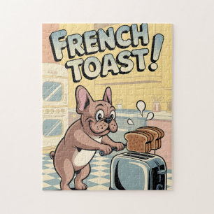 Franse Bulldog Ontbijt Cartoon Kunst Legpuzzel