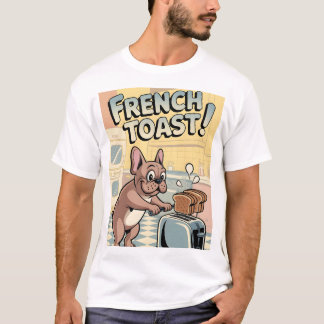 Franse Bulldog Ontbijt Cartoon Kunst T-shirt