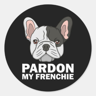 Franse bulldog ontwerp voor mannen vrouwen pardon  ronde sticker