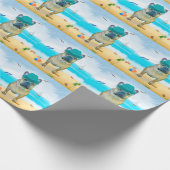 Franse Bulldog op Beach Cadeaupapier (Hoek)