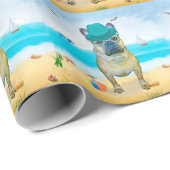 Franse Bulldog op Beach Cadeaupapier (Rol Hoek)