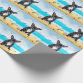 Franse Bulldog op Beach Cadeaupapier (Hoek)