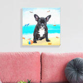 Franse Bulldog op Beach Canvas Afdruk (Insitu (Woonkamer))