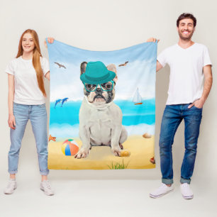 Franse Bulldog op Beach Fleece Deken