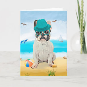 Franse Bulldog op Beach Kaart