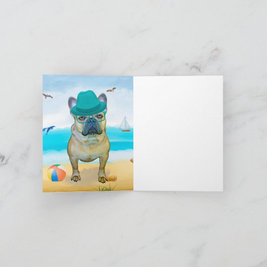 Franse Bulldog op Beach Kaart (Binnen)