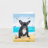 Franse Bulldog op Beach Kaart (Voorkant)