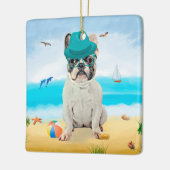 Franse Bulldog op Beach Keramisch Ornament (Links)