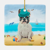 Franse Bulldog op Beach Keramisch Ornament (Achterkant)