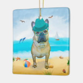 Franse Bulldog op Beach Keramisch Ornament (Links)
