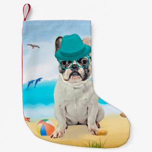 Franse Bulldog op Beach Kleine Kerstsok