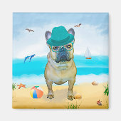 Franse Bulldog op Beach Magneet (Voorkant)