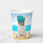 Franse Bulldog op Beach Papieren Bekers (Achterkant)