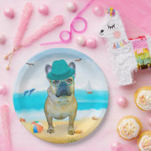 Franse Bulldog op Beach Papieren Bordje (Feest)