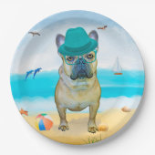 Franse Bulldog op Beach Papieren Bordje (Voorkant)