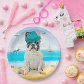 Franse Bulldog op Beach Papieren Bordje (Feest)