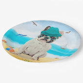 Franse Bulldog op Beach Papieren Bordje (Gekanteld)