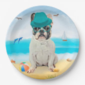 Franse Bulldog op Beach Papieren Bordje (Voorkant)