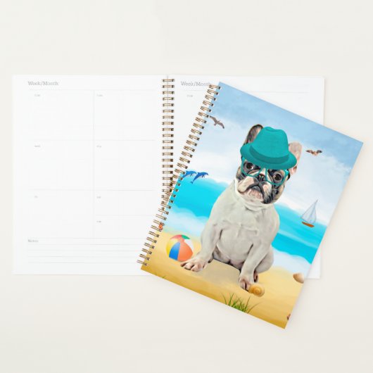 Franse Bulldog op Beach Planner (Display)