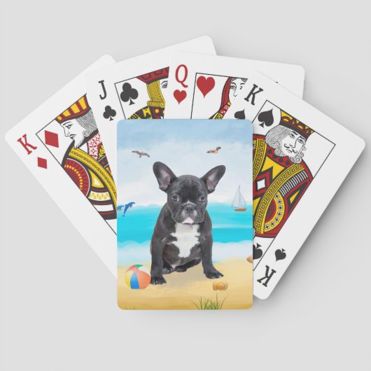 Franse Bulldog op Beach Pokerkaarten (Achterkant)