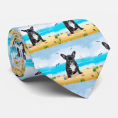 Franse Bulldog op Beach Stropdas (Opgerold)
