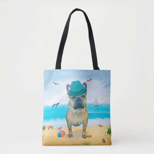 Franse Bulldog op Beach Tote Bag (Voorkant)