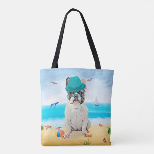 Franse Bulldog op Beach Tote Bag (Achterkant)