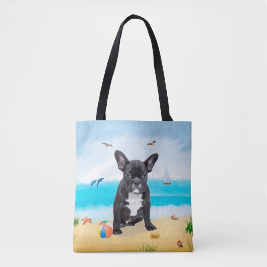 Franse Bulldog op Beach Tote Bag (Voorkant)