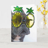 Franse Bulldog op de Beach Kaart (Gele Bloem)