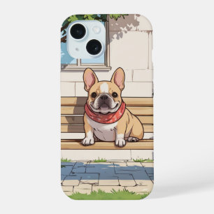 Franse Bulldog op een bankje iPhone 15 Case