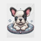 Franse Bulldog op een hartthema kussen Fleece Deken (Voorkant)