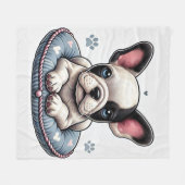 Franse Bulldog op een hartthema kussen Fleece Deken (Voorkant (Horizontaal))