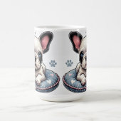 Franse Bulldog op een hartthema kussen Koffiemok (Center)