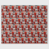 Franse Bulldog op een rode stoel Cadeaupapier (Vlak)