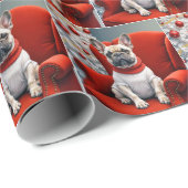 Franse Bulldog op een rode stoel Cadeaupapier (Rol Hoek)