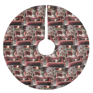 Franse Bulldog op een rode stoel Kerstboom Rok