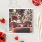 Franse Bulldog op een rode stoel Servet (Insitu)