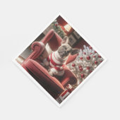 Franse Bulldog op een rode stoel Servet (Hoek)