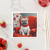 Franse Bulldog op een rode stoel Servet (Insitu)