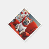 Franse Bulldog op een rode stoel Servet (Hoek)