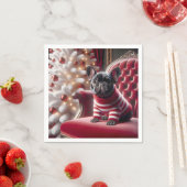 Franse Bulldog op een rode stoel Servet (Insitu)